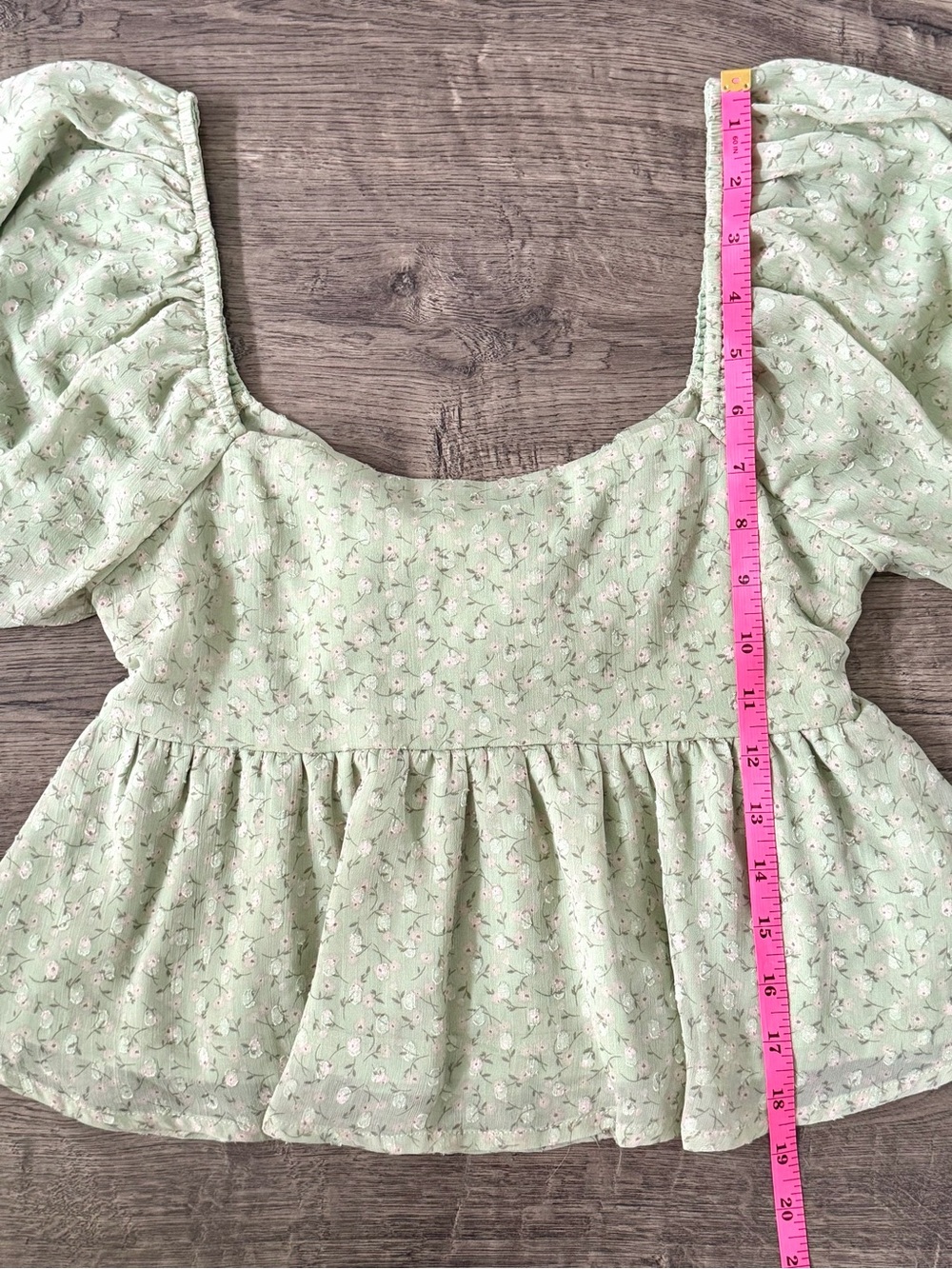 Altar'd State Floral Peplum Top Womens Size S Sage Green Cottagecore Coquette - Picture 11 of 12